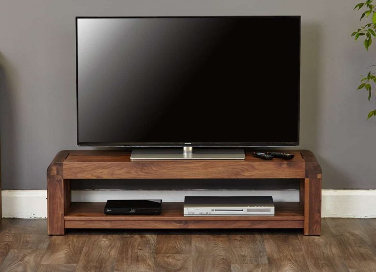 Baumhaus Shiro Solid Walnut Low TV Cabinet | Fully Assembled