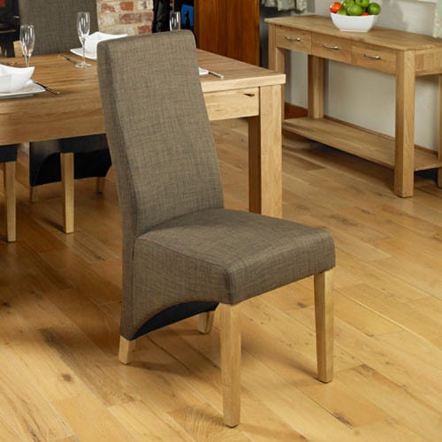 Baumhaus Mobel Oak Full Back Upholstered Dining Chair (Pack of Two)