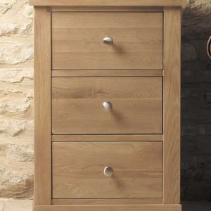 Rustic Oak 3 Drawer Bedside Cabinet | Fully Assembled