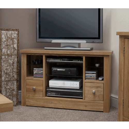 Homestyle Torino Solid Oak 2 Drawer Corner TV | Fully Assembled