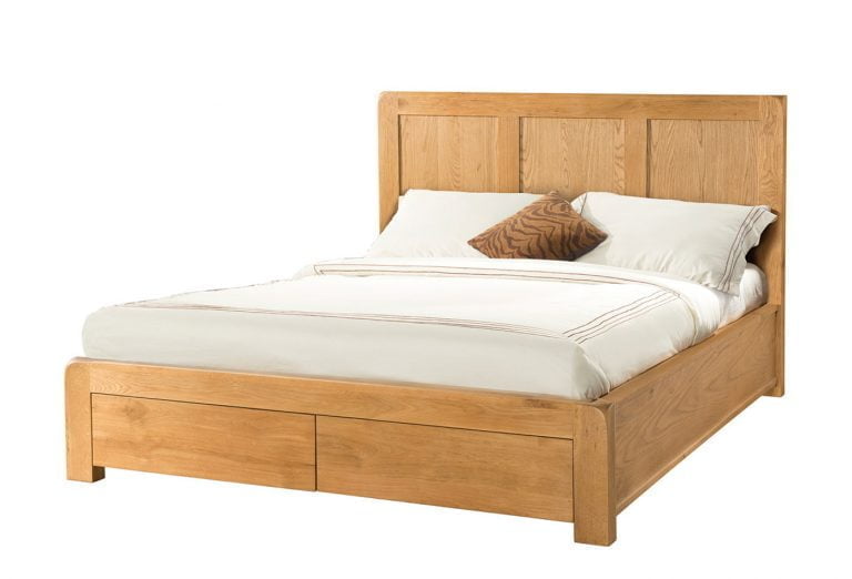 Avon Waxed Oak 4’6″ Double Bed with Storage Drawers