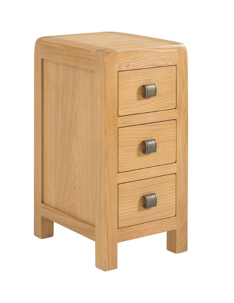 Avon Waxed Oak 3 Drawer Compact Bedside | Fully Assembled