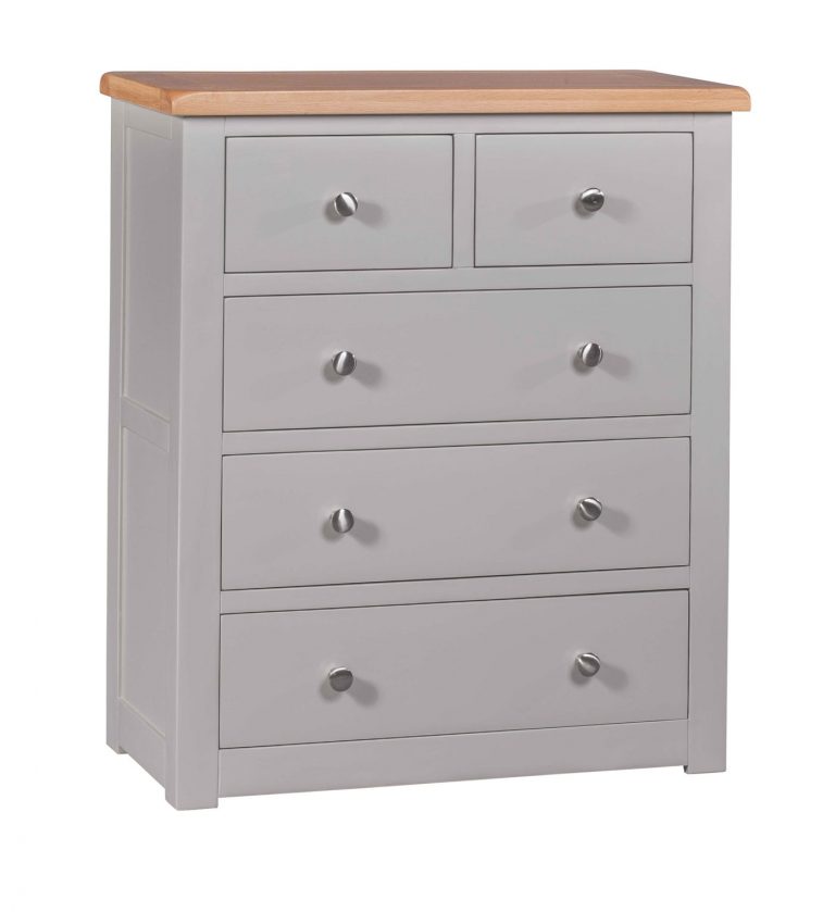 Homestyle Diamond Painted Grey 2 over 3 Drawer Chest | Fully Assembled