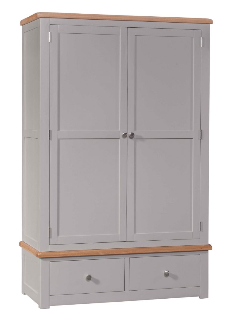 Homestyle Diamond Painted Grey 2 Door Gents Wardrobe With Drawers