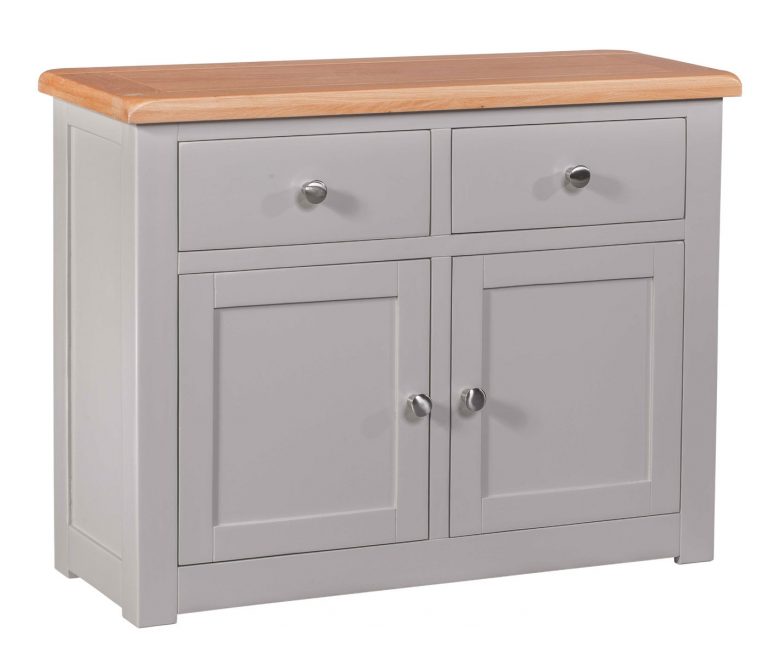 Homestyle Diamond Painted Grey 2 Door, 2 Drawer Small Sideboard | Fully Assembled