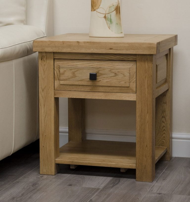 Homestyle Deluxe Solid Oak 1 Drawer Lamp Table | Fully Assembled