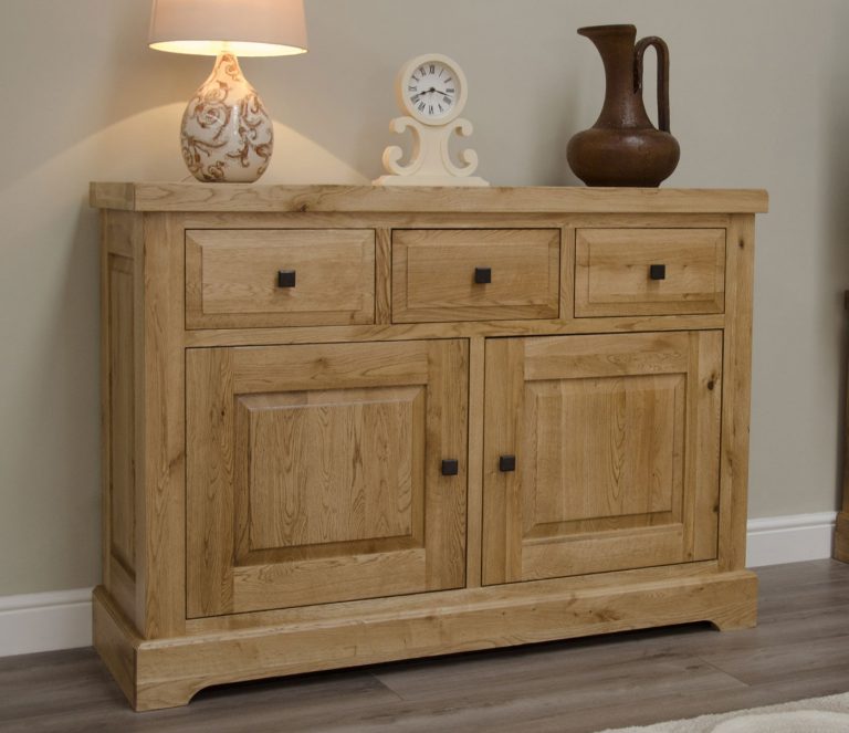 Homestyle Deluxe Solid Oak 3 Drawer & 2 Door Medium Sideboard | Fully Assembled