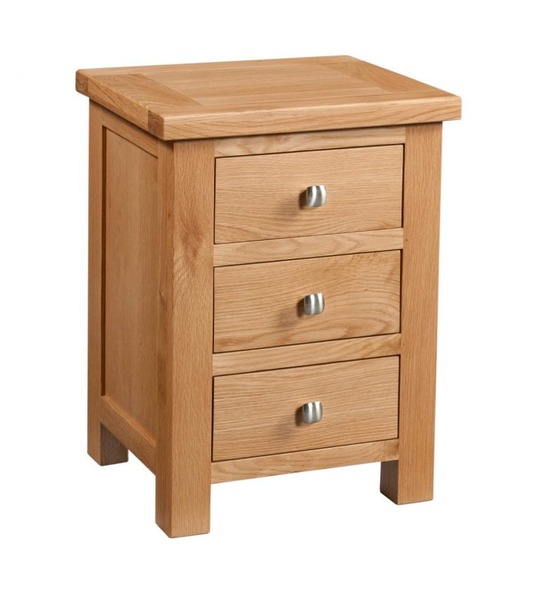 Devonshire Dorset Oak 3 Drawer Bedside Cabinet | Fully Assembled