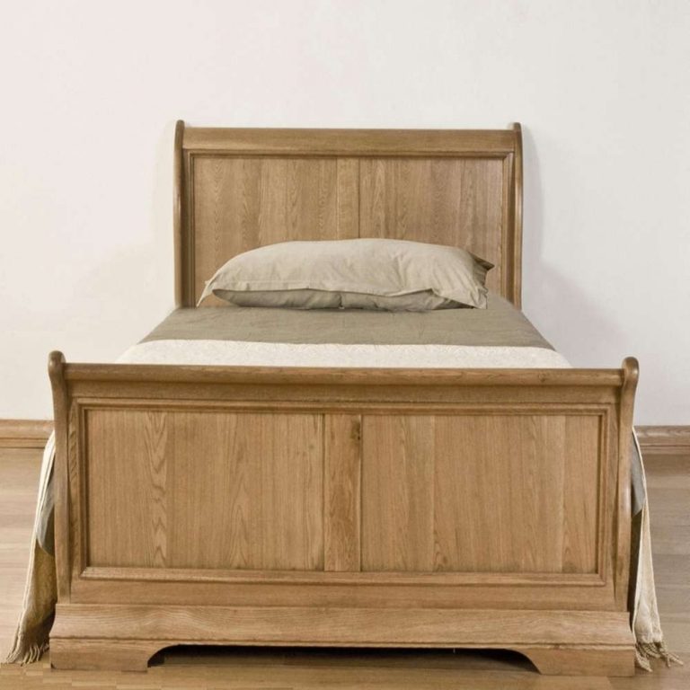 Normandy French Solid Oak 3′ Single High Foot End Sleigh Bed