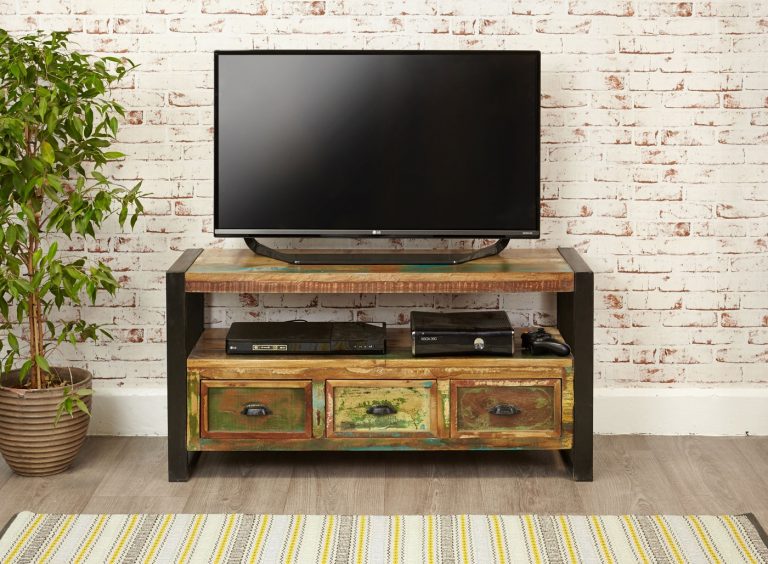 Baumhaus Urban Chic Television Cabinet with 3 Drawers | Fully Assembled