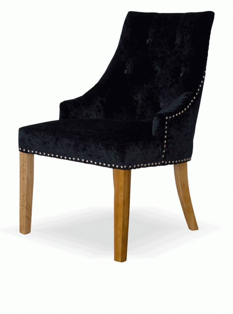 Bergen Black Crushed Velvet Button Back Dining Chair (Pair)