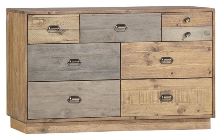 Classic Loft Reclaimed Pine 7 Drawer Wide Chest with Plinth