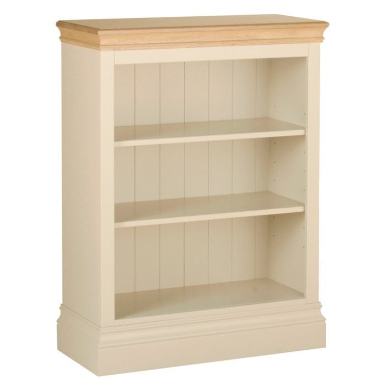 Lundy Painted Ivory With Oak Top  3′ Bookcase | Fully Assembled