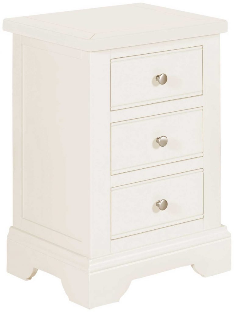 Classic Lily Painted White 3 Drawer Bedside Cabinet | Fully Assembled