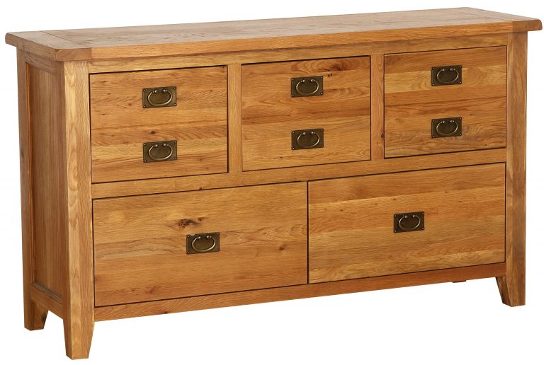 Besp-Oak Vancouver Oak 5 Drawer Wide Dresser Chest | Fully Assembled