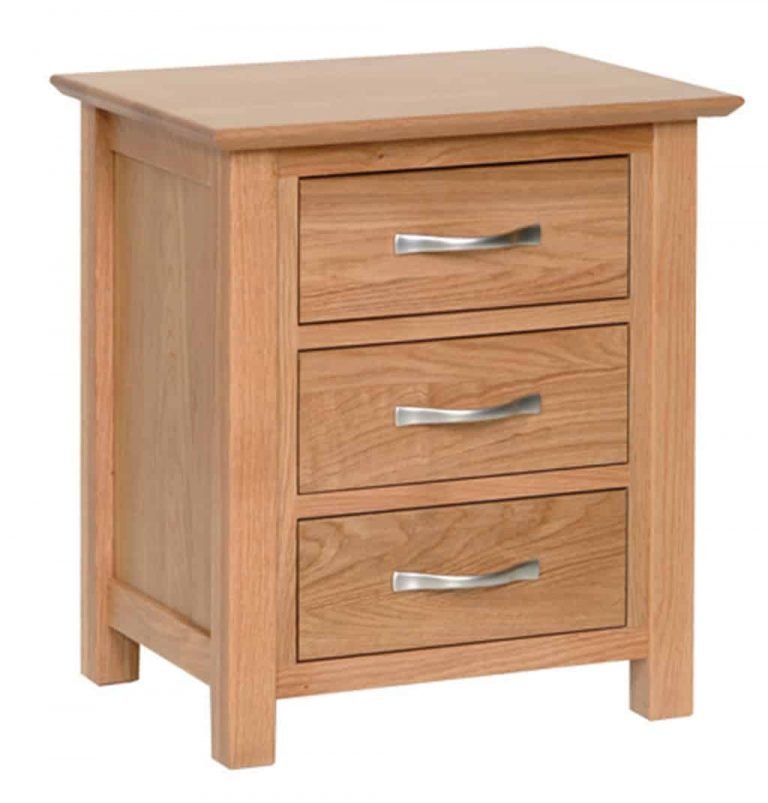 Devonshire New Oak 3 Drawer Bedside Cabinet | Fully Assembled