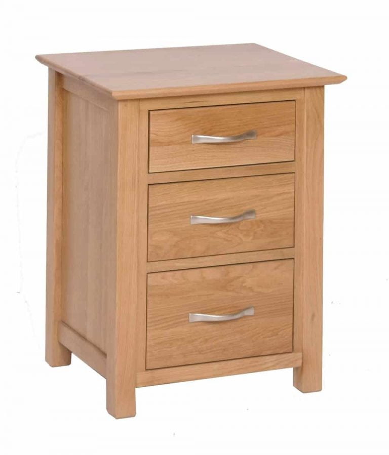 Devonshire New Oak 3 Drawer Tall Bedside Cabinet |Fully Assembled