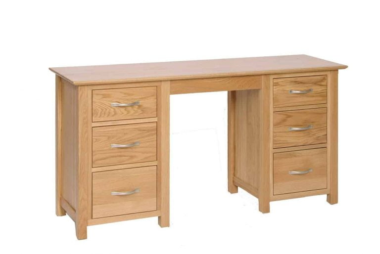 Devonshire New Oak 6 Drawer Double Pedestal Dressing Table