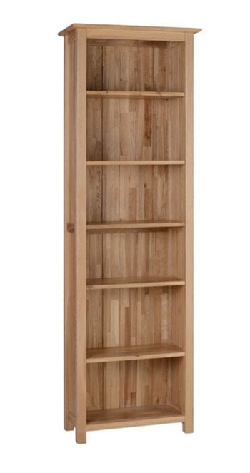 Devonshire New Oak 6ft Slim Bookcase With 6 Shelves | Fully Assembled