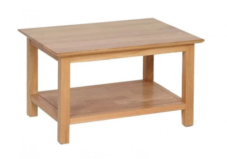 Devonshire New Oak Rectangle Coffee Table with Shelf (74cm) | Fully Assembled
