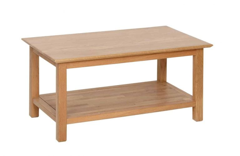 Devonshire New Oak Rectangle Coffee Table with Shelf (89.5cm) | Fully Assembled