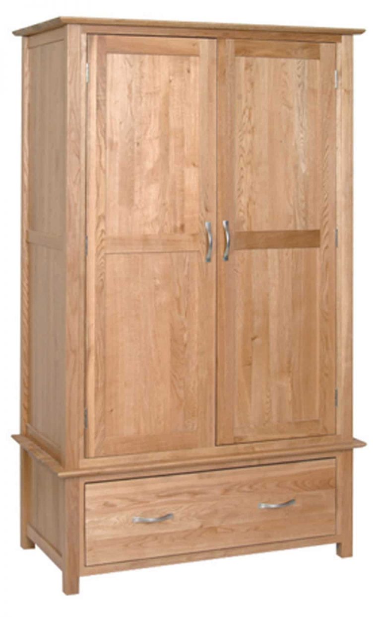 Devonshire New Oak Gents Double Wardrobe With 1 Drawer & 2 Doors