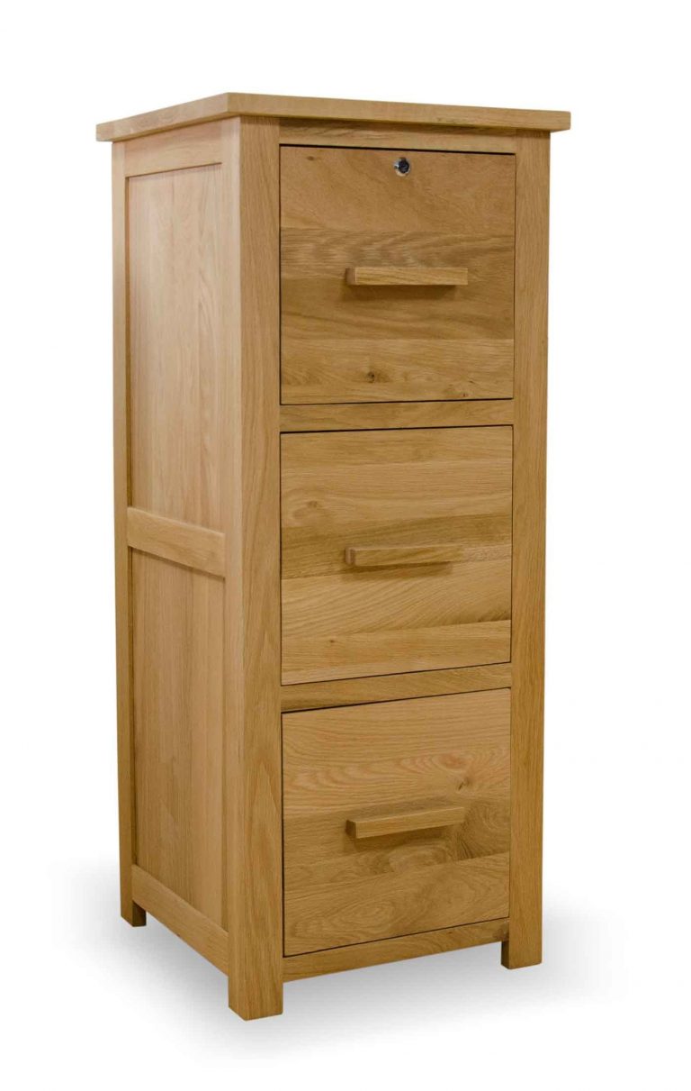 Homestyle Opus Solid Oak 3 Drawer Filing Cabinet | Fully Assembled