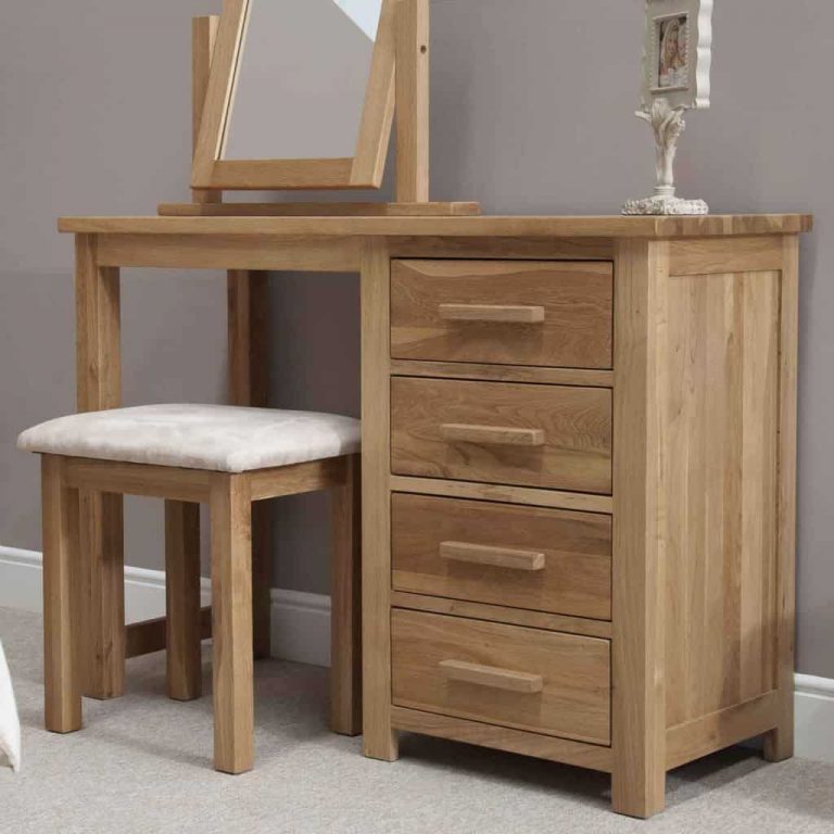 Homestyle Opus Solid Oak 3 Drawer Dressing Table and Stool | Fully Assembled