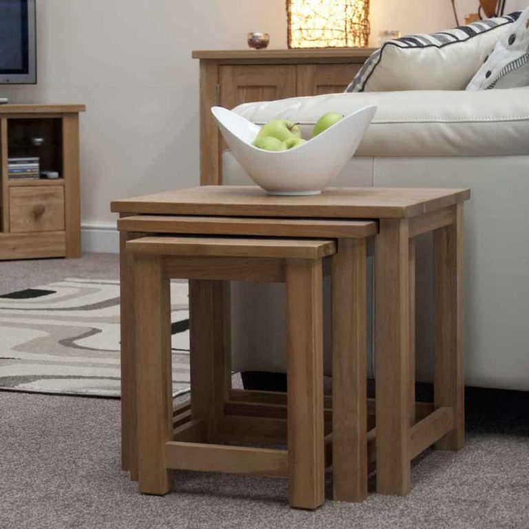Homestyle Opus Solid Oak Triple Nest Of Tables | Fully Assembled