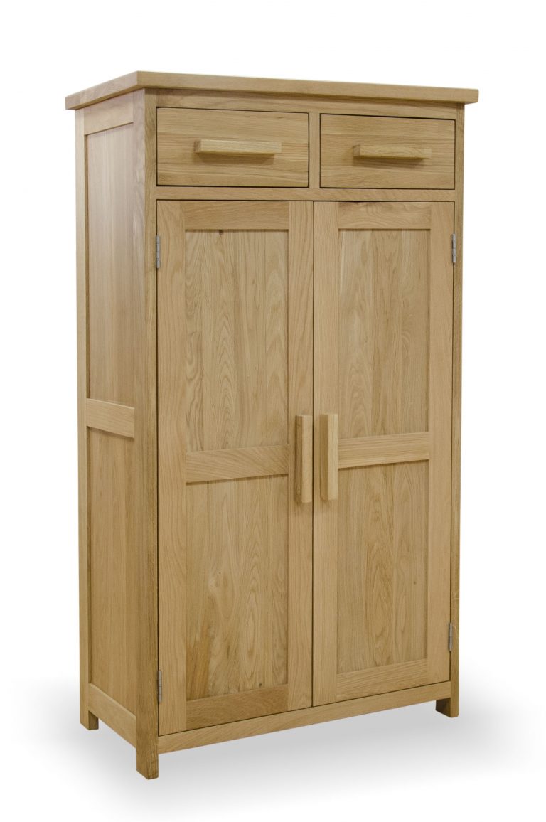 Homestyle Opus Solid Oak 2 Drawer 2 Door Shoe Cupboard | Fully Assembled
