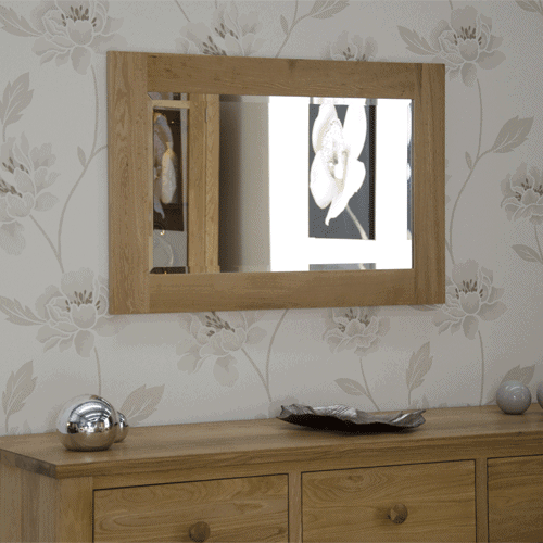 Homestyle Opus Solid Oak Small Wall Mirror 90cm x 60cm