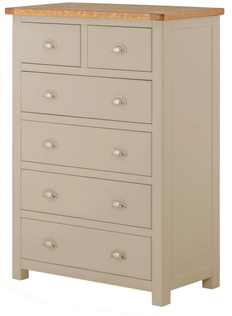 Classic Portland Painted Pebble 2 over 4 Drawer Chest
