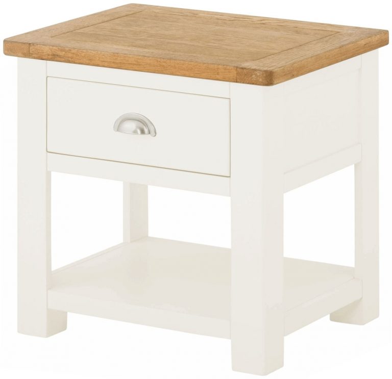 Classic Portland Painted White Lamp Table with 1 Drawer | Fully Assembled