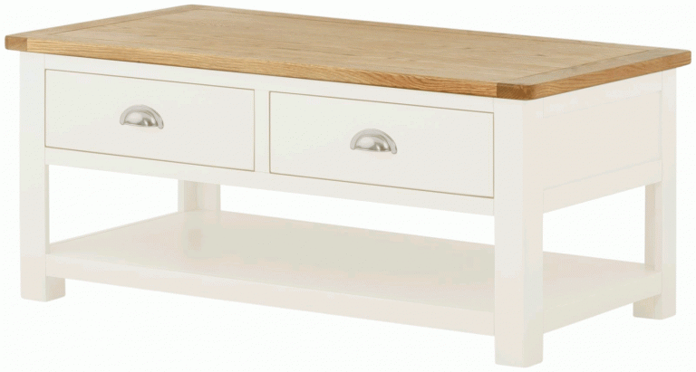Classic Portland Painted White Coffee Table with Drawers