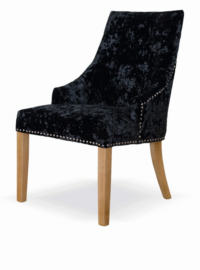 Bergen Black Deep Crushed Velvet Button Back Dining Chair (Pair)