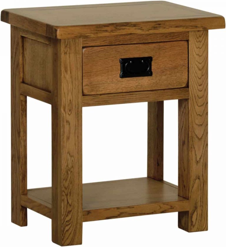 Devonshire Rustic Oak 1 Drawer Bedside Cabinet with Shelf | Fully Assembled