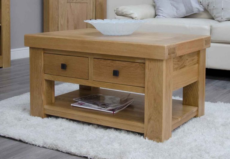 Homestyle Bordeaux Oak Coffee Table with Two Drawers | Fully Assembled