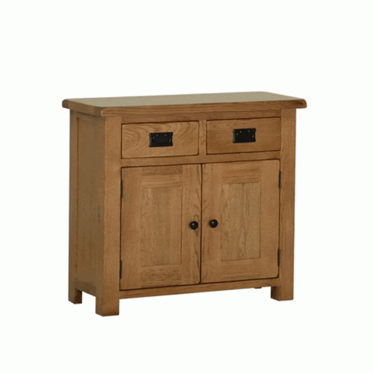 Devonshire Rustic Oak Small Sideboard 2 Drawers & 2 Doors | Fully Assembled