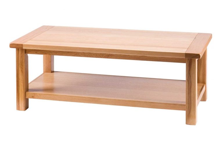Besp-Oak Vancouver Select Oak Large Rectangular Coffee Table with Shelf