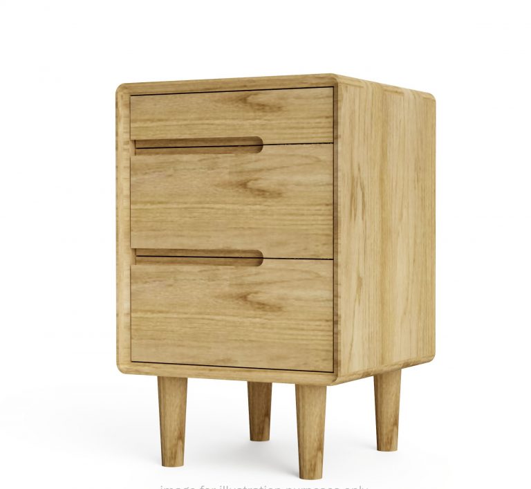 Homestyle Sandic Oak 3 Drawer Bedside Cabinet