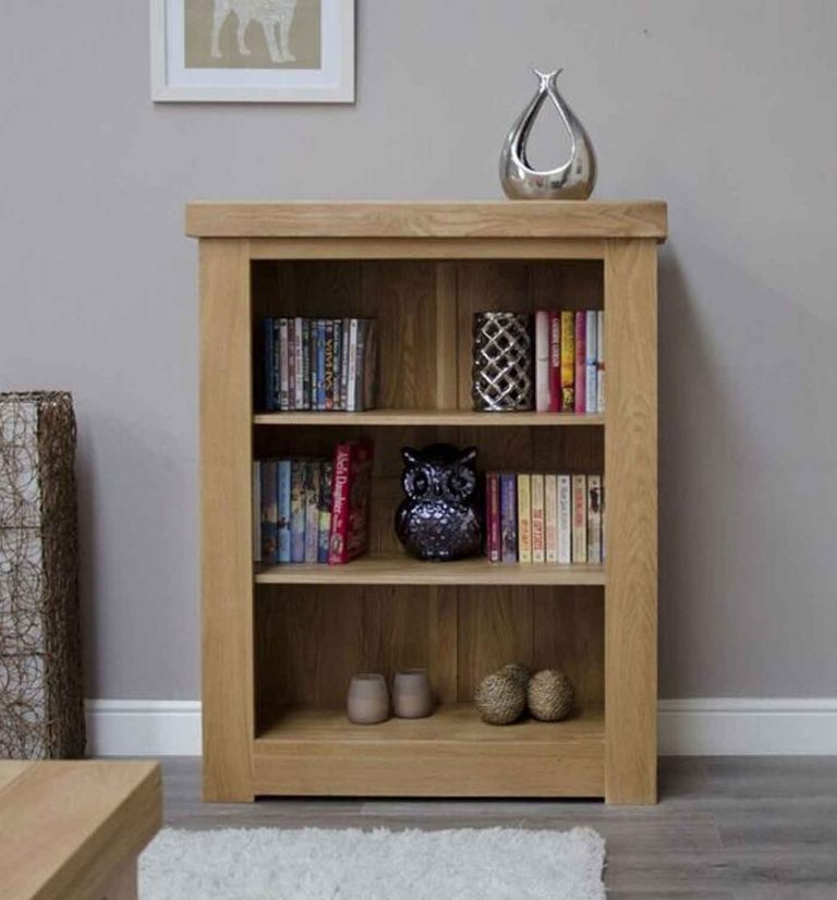 Oak Bookcases Solid Bookshelves, Slim Oak Bookcase With Adjustable Shelves