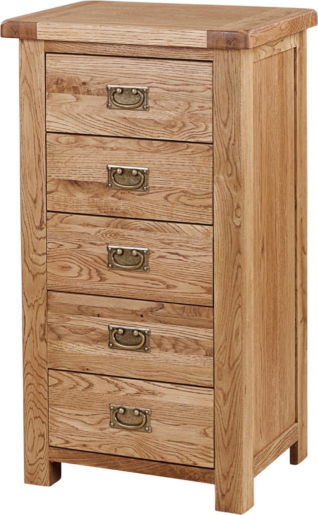 Suffolk Solid Oak 5 Drawer Wellington Chest | Fully Assembled
