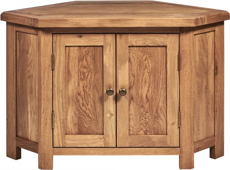 Suffolk Solid Oak Corner TV Unit with 2 Doors | Fully Assembled