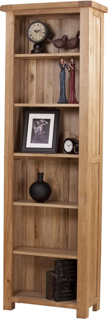 Suffolk Solid Oak 6′ Narrow Bookcase 6 Adjustable shelves | Fully Assembled