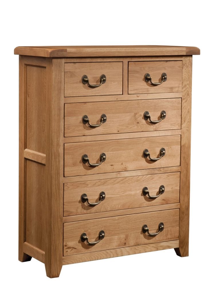 Somerset Waxed Oak 2 over 4 Chest of Drawers | Fully Assembled