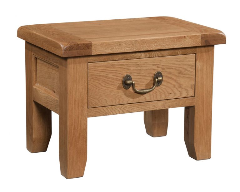 Somerset Waxed Oak Side Table with Drawer | Fully Assembled