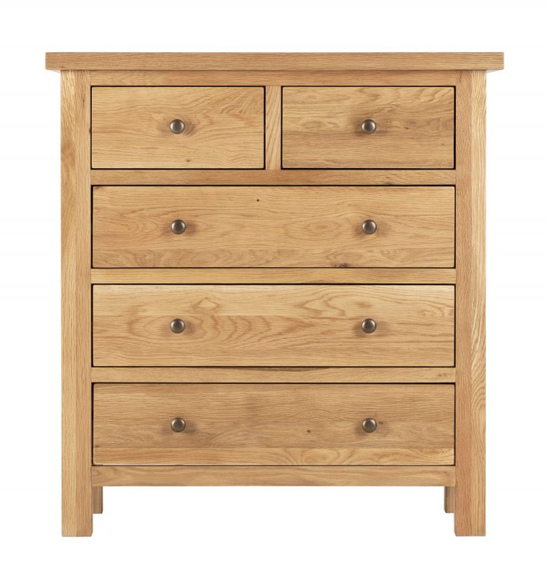 Besp-Oak Vancouver Compact 2 over 3 Drawer Chest | Fully Assembled