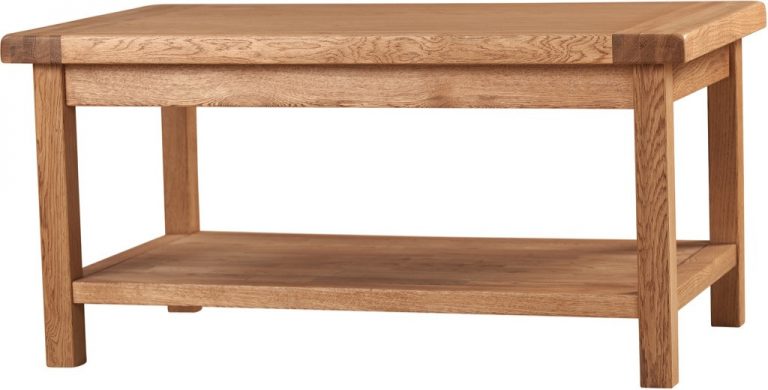 Suffolk Solid Oak Rectangular Coffee Table with shelf | Fully Assembled