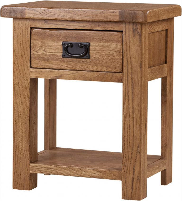 Country Rustic Oak 1 Drawer Bedside Cabinet | Fully Assembled