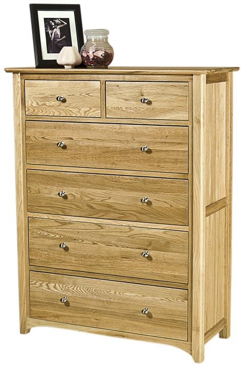 Cambridge Solid Oak 2 over 4 Drawer Chest | Fully Assembled